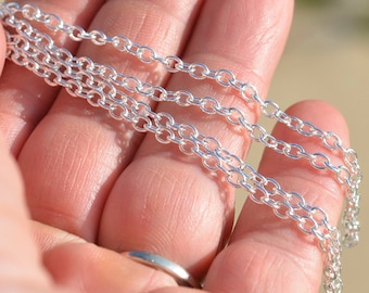 BULK 12 Silver Plated 18" Necklace Cable Chain with Lobster Clasp C908
