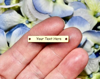 Personalized Gold Plated Stainless Steel  35mm Rectangle Connector Charm, Laser Engraved, Choose Your Font and Quantity Options EB137E