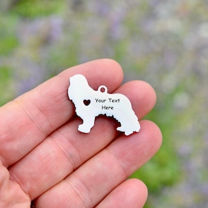Personalized Stainless Steel  Custom Laser Engraved Stainless Steel Cavalier King Charles Spaniel, or Cocker Spaniel Dog Charm  EB229E
