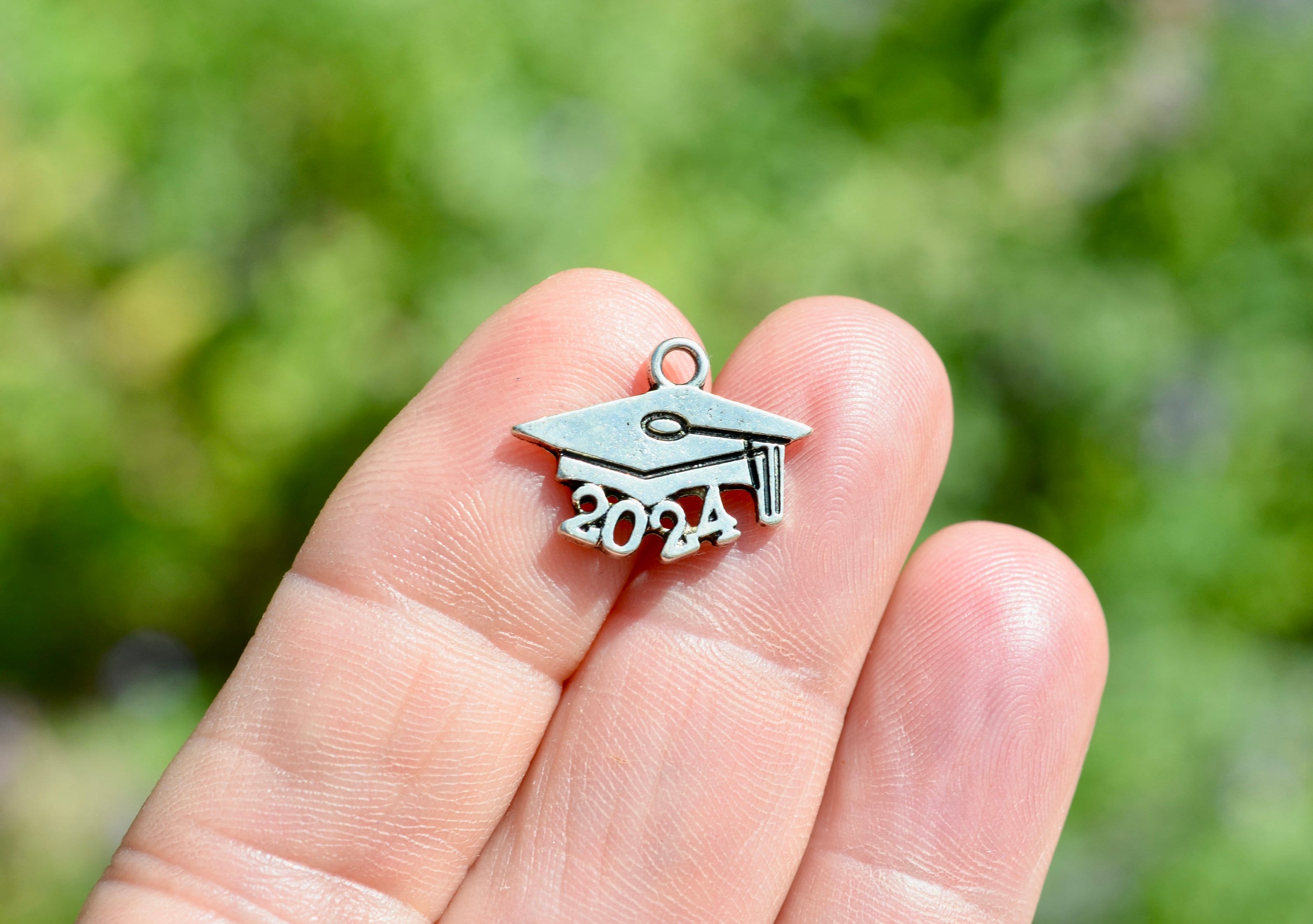 5 Graduation Cap 2024 Silver Tone Charms SC1234 Etsy