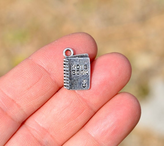 10 Note Book Silver Tone Charms SC4001