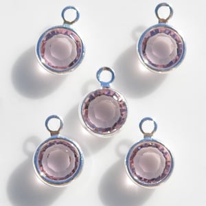 1 Light Amethyst Swarovski Silver Plated June Birthstone Channel 6mm Charm SC2380