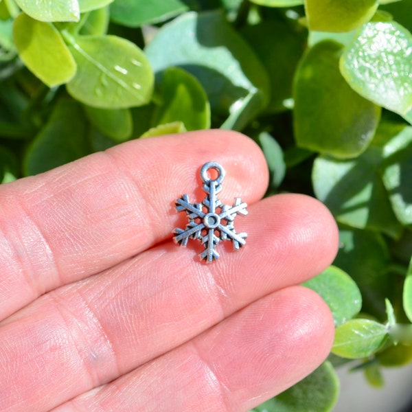 BULK 50  Snowflake Silver Tone Charms SC1505