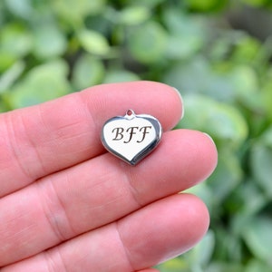 BFF Best Friends Forever Custom Laser Engraved Stainless Steel Charm CC988