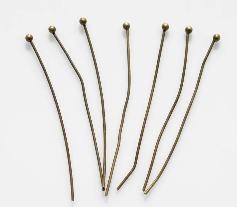 50 Bronze Tone 45mm Ball Pins F552
