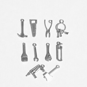 10 Mixed Set Tools Drill, Saw, Pliers, Wrench, Keys, Ax, Paint Brush ...