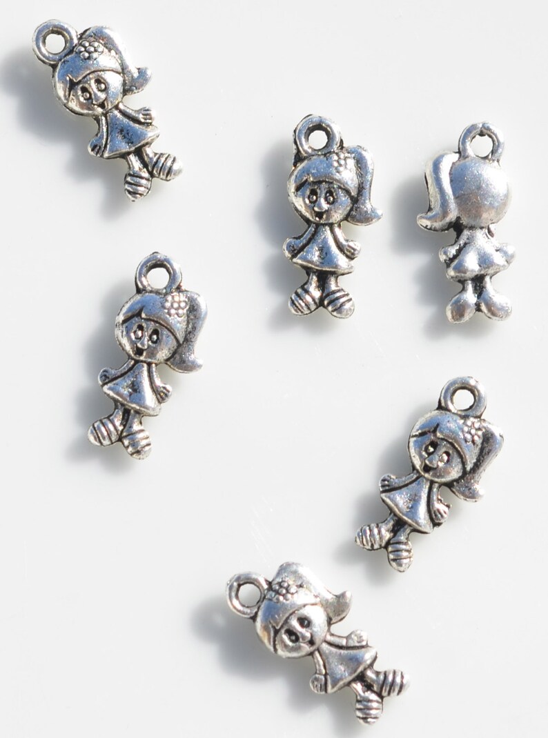 10 Little Girl Silver Tone Charms SC1563 Etsy