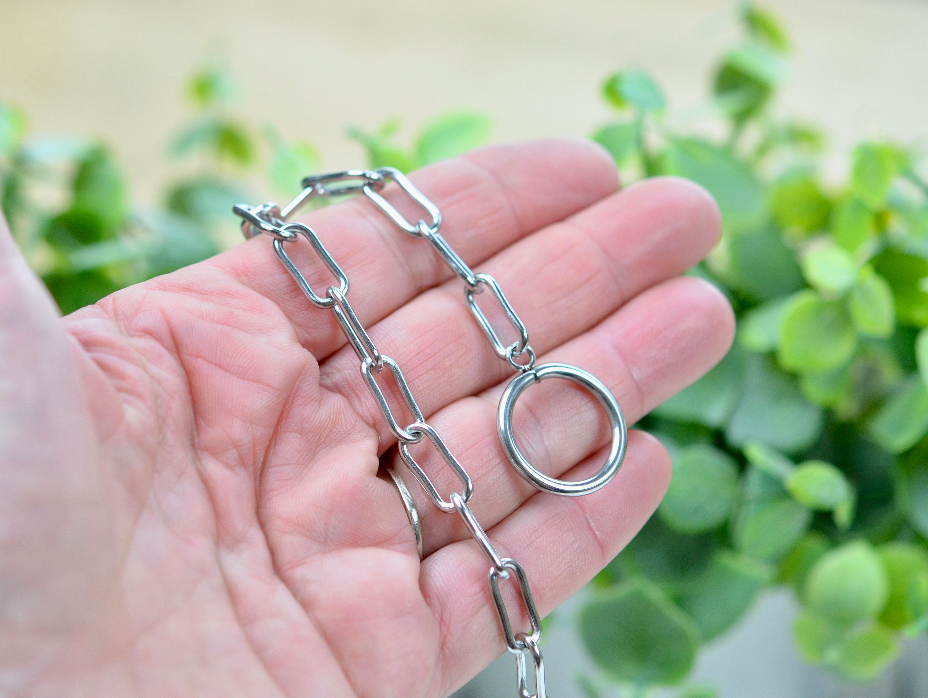 Stainless Steel   9" Oval Paper Clip Link  Bracelet Chain with Toggle Clasp C1051