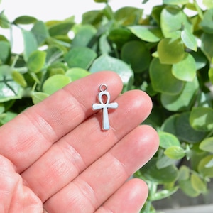 BULK 50  Ankh Egyptian Cross  Silver Tone Charms SC3330