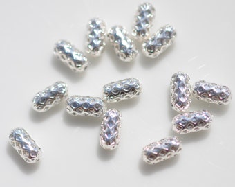 15 Rice Shaped 9 x 4mm Silver Tone Beads BD124