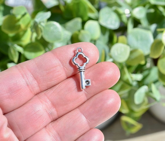 10 Skeleton Key Silver Tone Charms SC3244 - Etsy