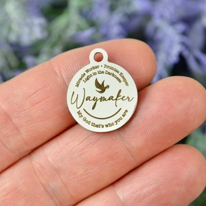 Waymaker Miracle Worker, Promise Keeper, Light in the Darkness, My God that&#39;s who you are, Custom Engraved Stainless Steel Charm CC1367