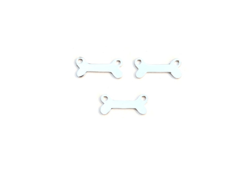 Stainless Steel 17mm Dog Bone Shaped Connector Charm Laser Engraved Choose your Font EB68E image 7