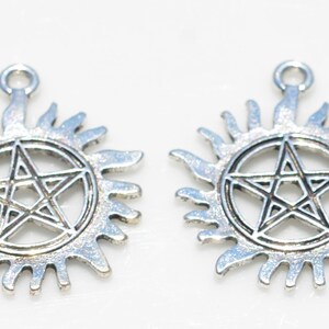 BULK 20 Sun Pentagram Anti- Possession Silver Tone Charms SC3545 image 4