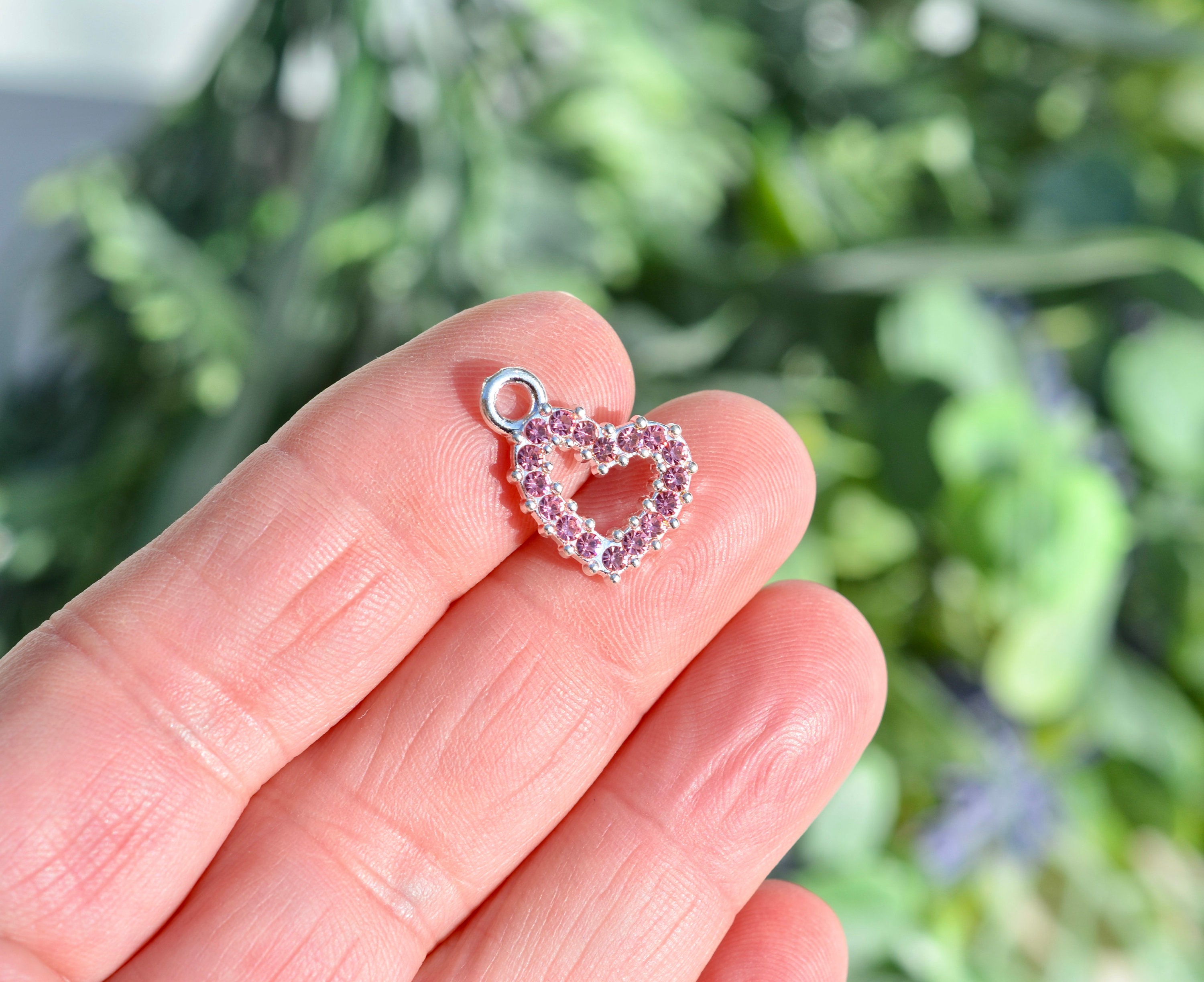 10 PC Heart Shape Charms Bling Charms For Jewelry Making