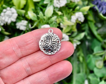 1 Sand Dollar Seashell Silver Tone Charm SC2198