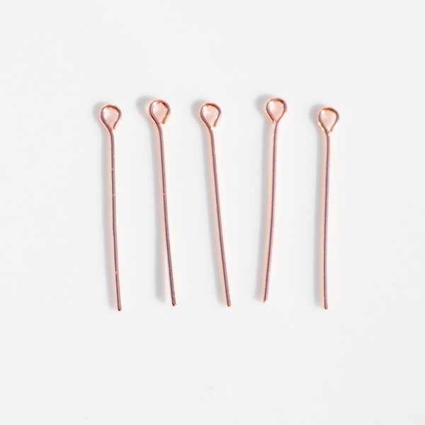 20 Rose Gold Tone  30mm Eye Pins F671