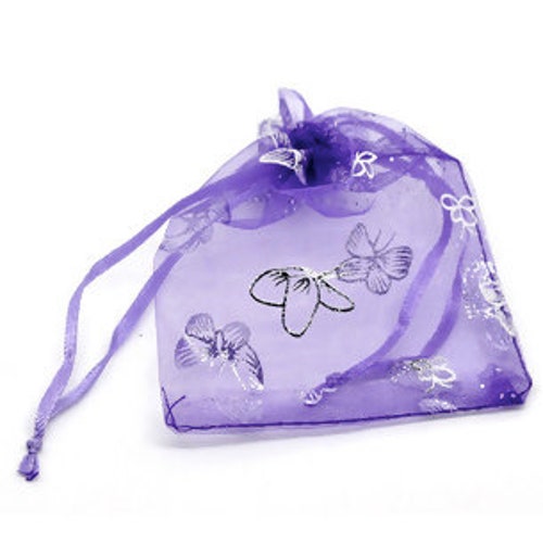 BULK 100 Pack of Purple With Butterflies 9 X 7cm Organza Bags Etsy