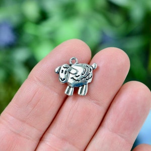 BULK 50  Sheep Silver Tone Charms SC6514