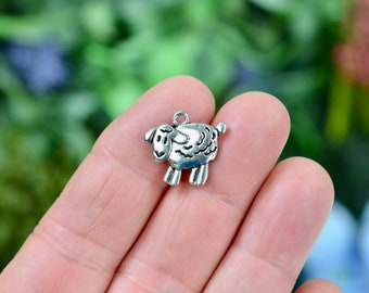 BULK 50  Sheep Silver Tone Charms SC6514