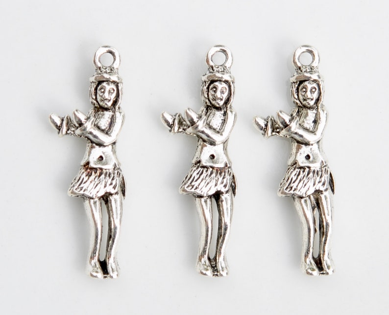 5 Hula Dancer 3D Girl Silver Tone Charms SC6729 Etsy