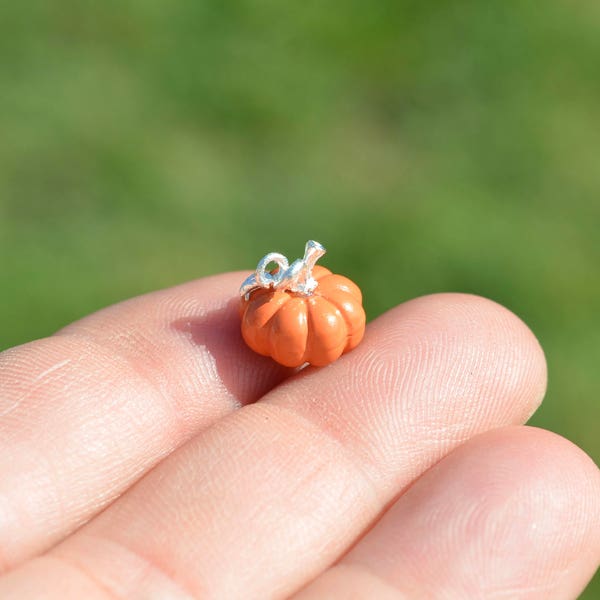 5 Orange  Enamel 3D Pumpkin Charms SC6896