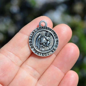 5  St. Christopher Silver Tone Religious Charms SC6615