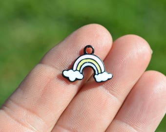 5  Pink, Yellow and White Enamel Rainbow Charms SC6927