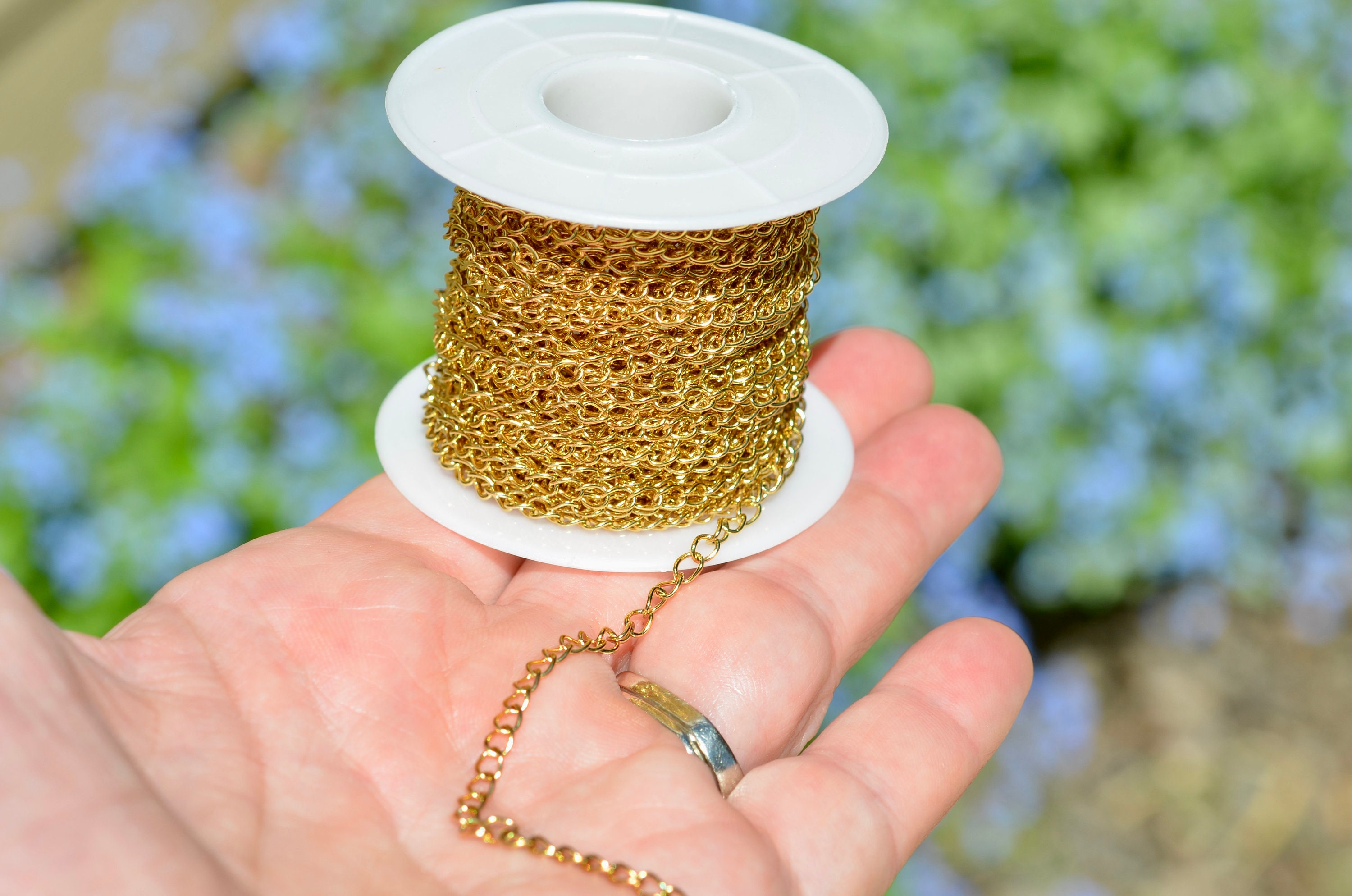 thumbnail image 2 of 10 Meters Stainless Steel Gold-Filled Ball Beaded Necklace Chain – For Jewelry Making, Box Style, Gold Color 2 of 3