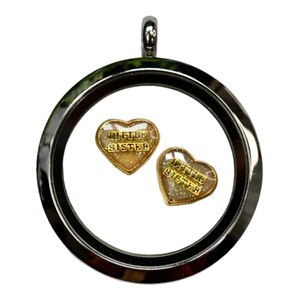 1 Memory Locket Little Sister Heart Charm FL110