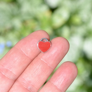 BULK 20 Red Enamel Heart Silver Tone Charms SC2072