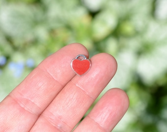 BULK 20 Red Enamel Heart Silver Tone Charms SC2072