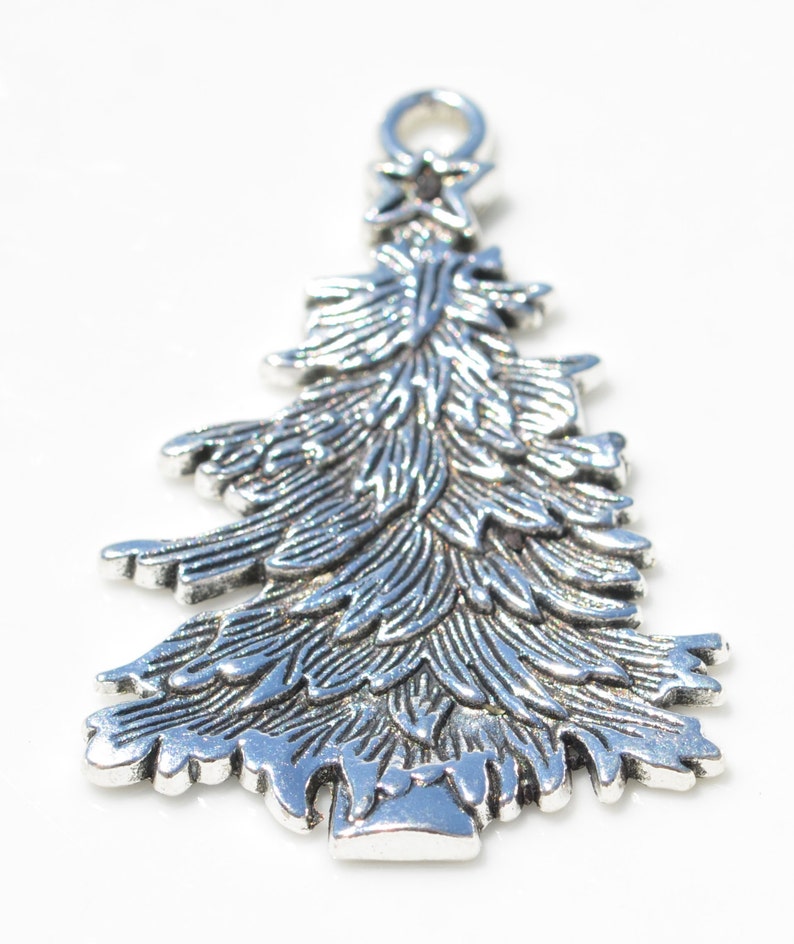 BULK 10 Christmas Tree Silver Tone Charm SC3074 Etsy
