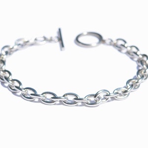 BULK 10 Stainless Steel Link 7.5" Charm Bracelets with a Toggle Clasp C947