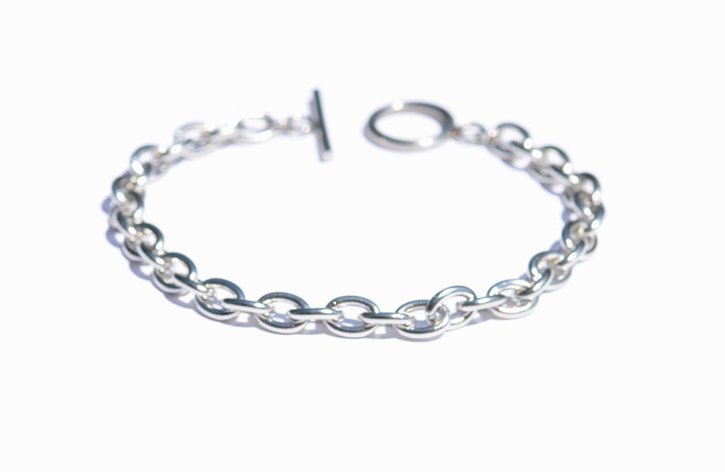 BULK 10 Stainless Steel Link 7.5 Charm Bracelets with a Toggle Clasp C947 image 1