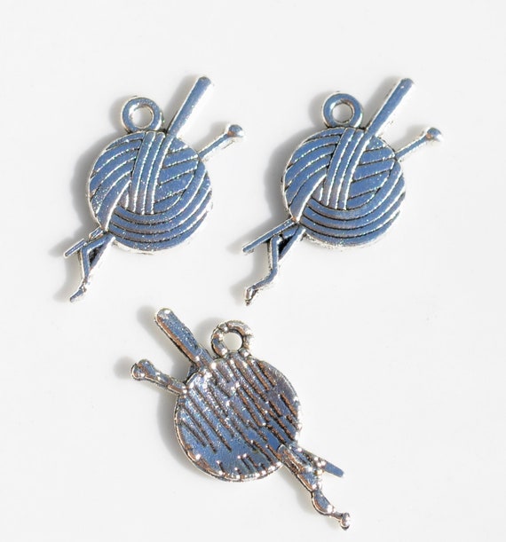 1 Ball of Yarn Silver Tone Charm SC6711 - Etsy