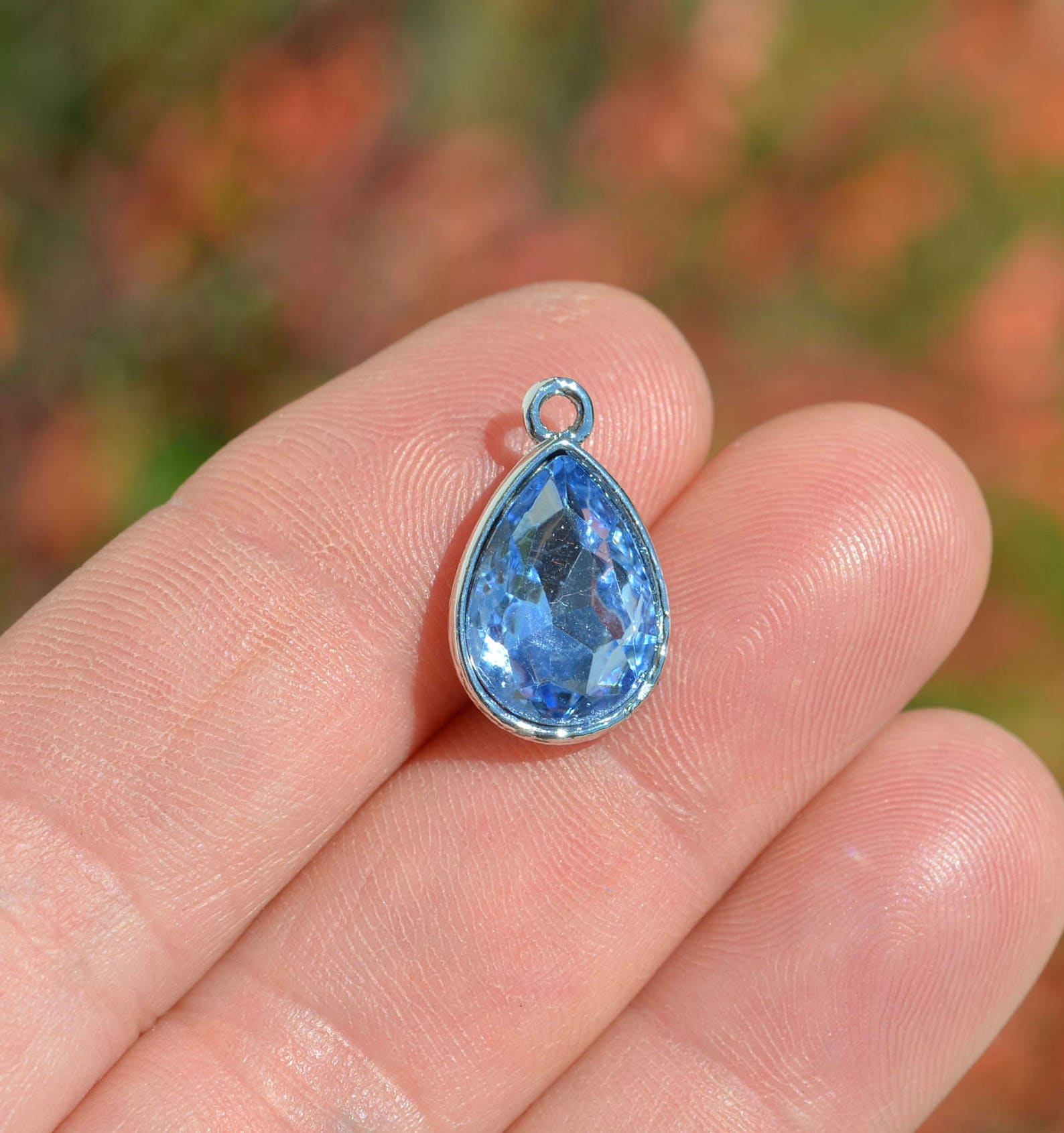 1 Light Blue Glass Birthstone Teardrop Charms SC5114 Etsy