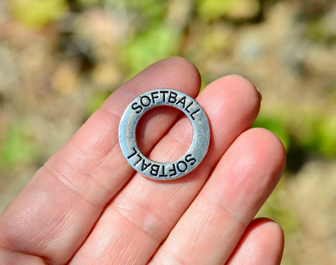 5 SOFTBALL Ring Silver Tone Charms SC5909 Etsy