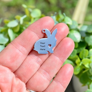 Personalized Stainless Steel   Custom Laser Engraved Bunny Rabbit Charm EB64E
