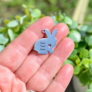 Personalized Stainless Steel Custom Laser Engraved Bunny Rabbit Charm ...