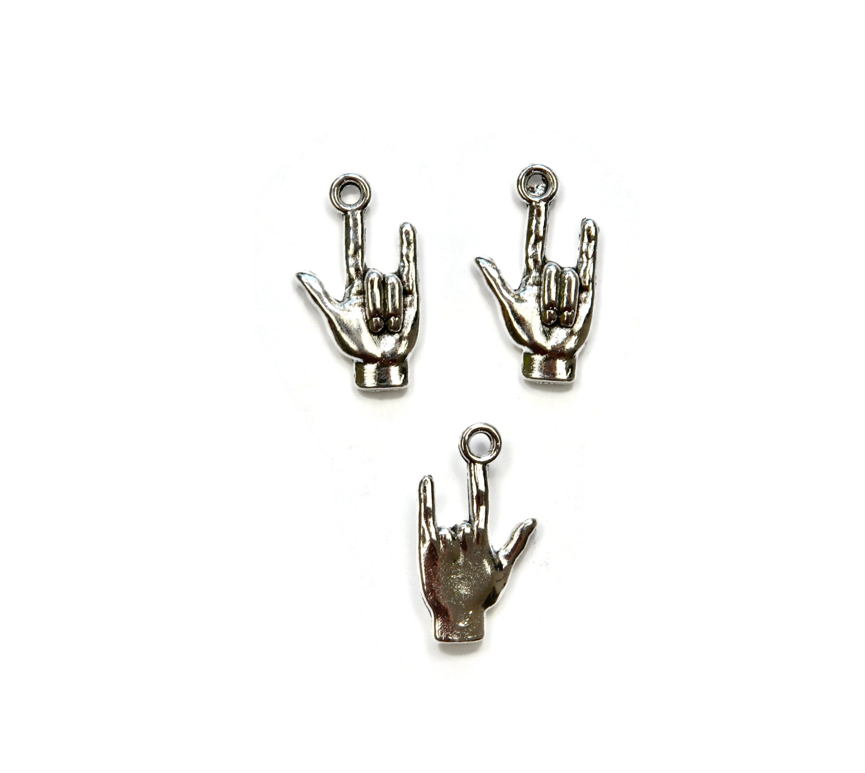 1 I Love You Hand Gesture Silver Tone Charm SC2271 - Etsy