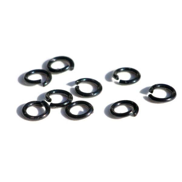 BULK 100  Black 4mm Open Jump Rings F733