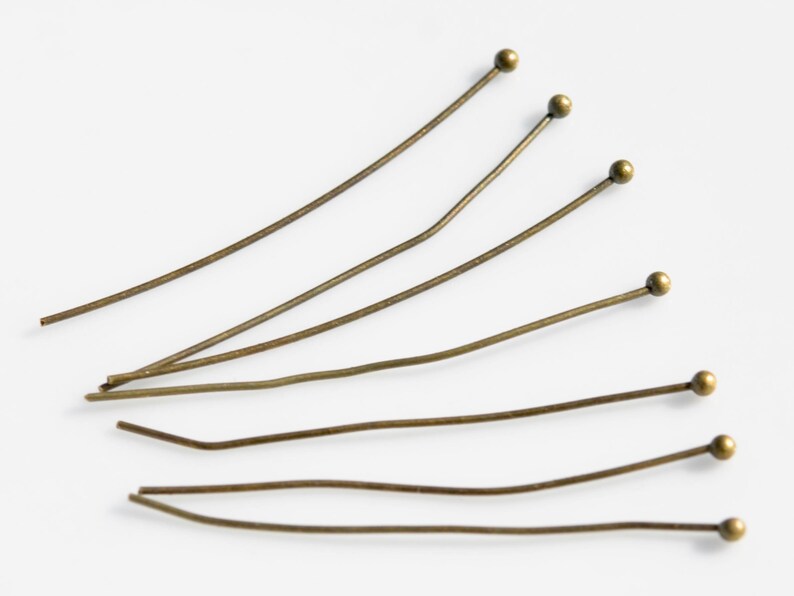 50 Bronze Tone 45mm Ball Pins F552