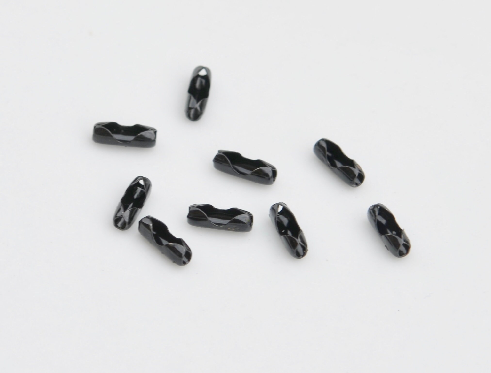 50 Black Ball Chain Connectors 2.4mm F663 Etsy