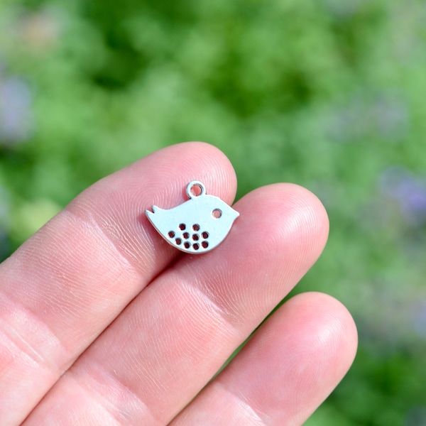 10   Little Bird Silver Tone Charms SC1320