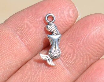 JewelsObsession Sterling Silver 31mm 3-D Mermaid Charm w/Lobster Clasp JewelsObsession Sterling Silver 31mm 3-D Mermaid Charm w/Lobster Clasp