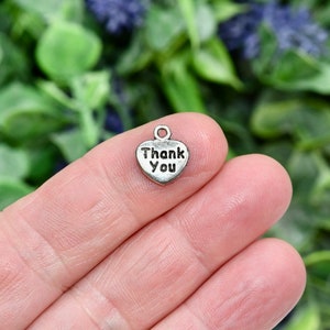 1  Heart Shaped, Thank you Silver Tone Charm SC5813