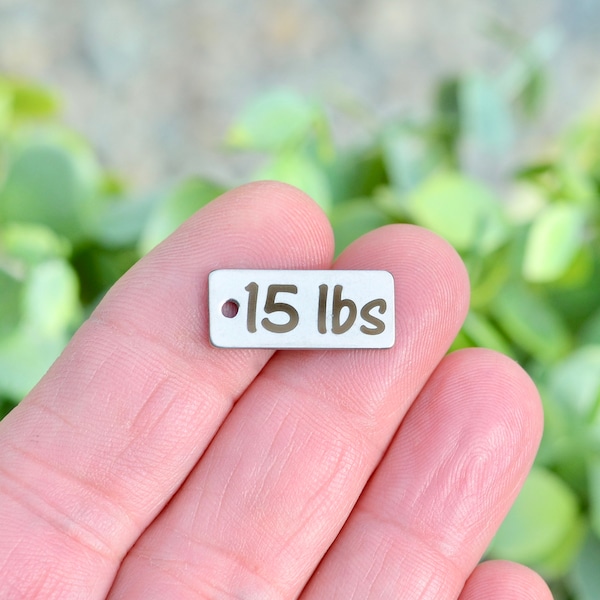 15 lbs Weight Watcher  Custom Laser Engraved Stainless Steel Rectangle Charm CC132