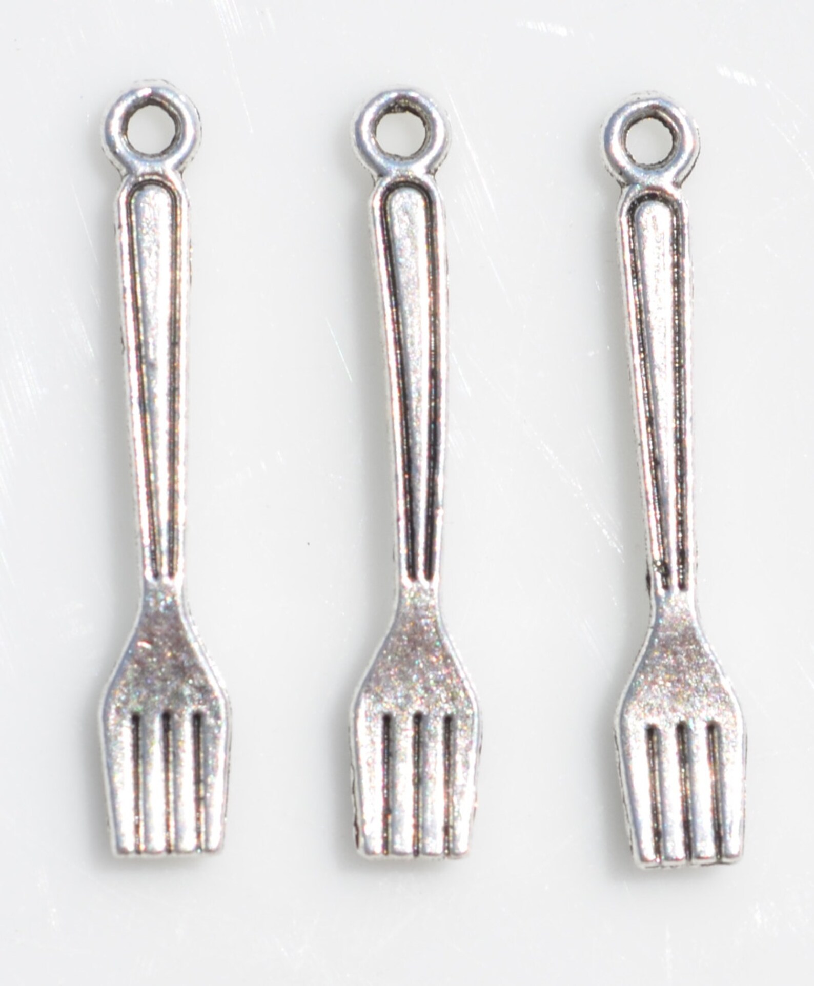 10 Fork Silver Tone Charms SC2628 Etsy
