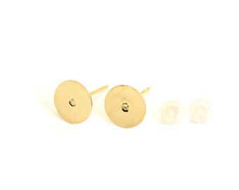 10 Stainless Steel  Gold Plated Earring Posts F521